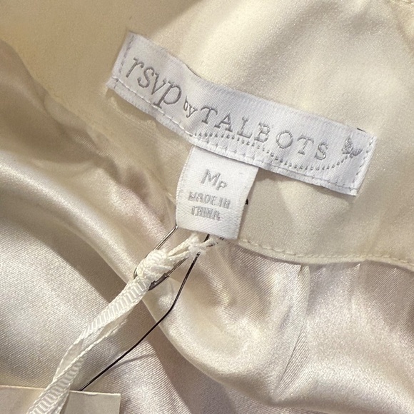 RSVP By Talbots Silk Sleeveless Top with Bow Ivory/Black Size Medium Petite - Picture 7 of 13